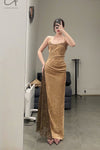 OUDE WAAG Core Velvet Strap Dress OW-23SS-DS10 Ginger